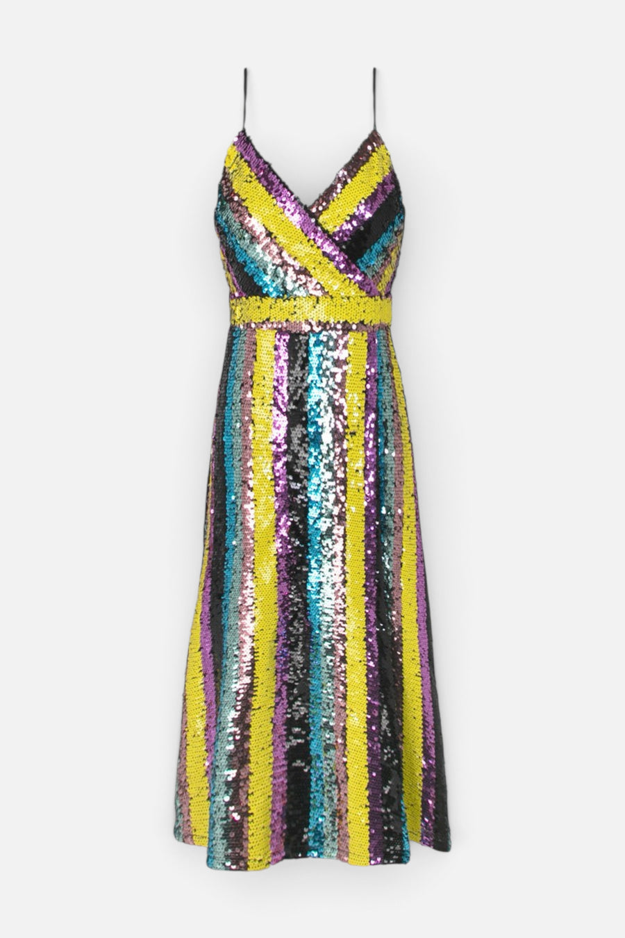Adelyn Rae Solana Midi Sequin Dress in Multi Bright – back view