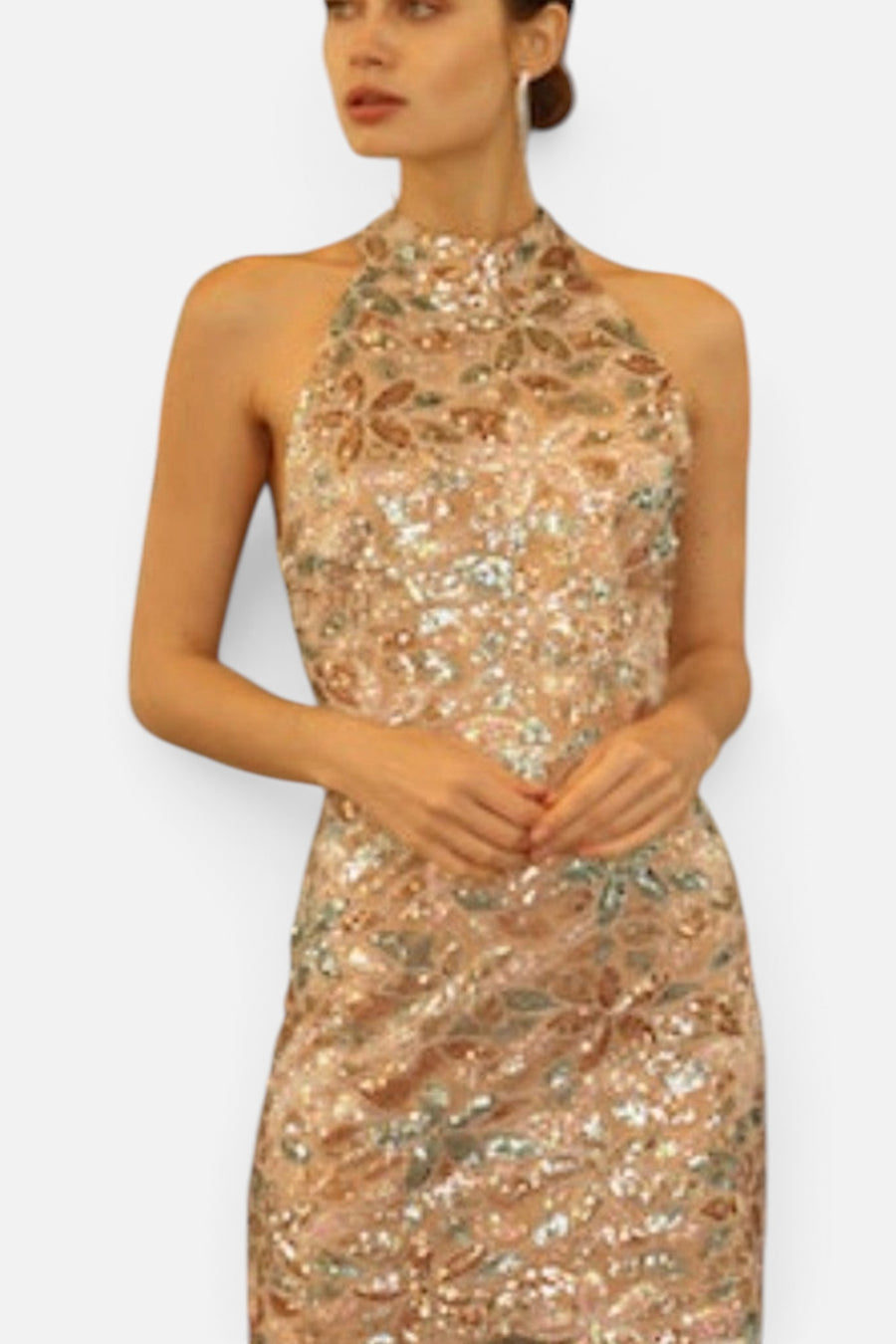 Adelyn Rae Soraia Sequin Halter Mini Dress – flat lay