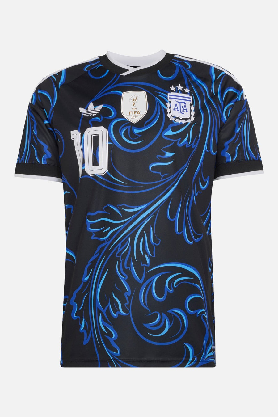 Adidas Argentina 26 Away Messi #10 Jersey in Black & Lucid Blue — front view