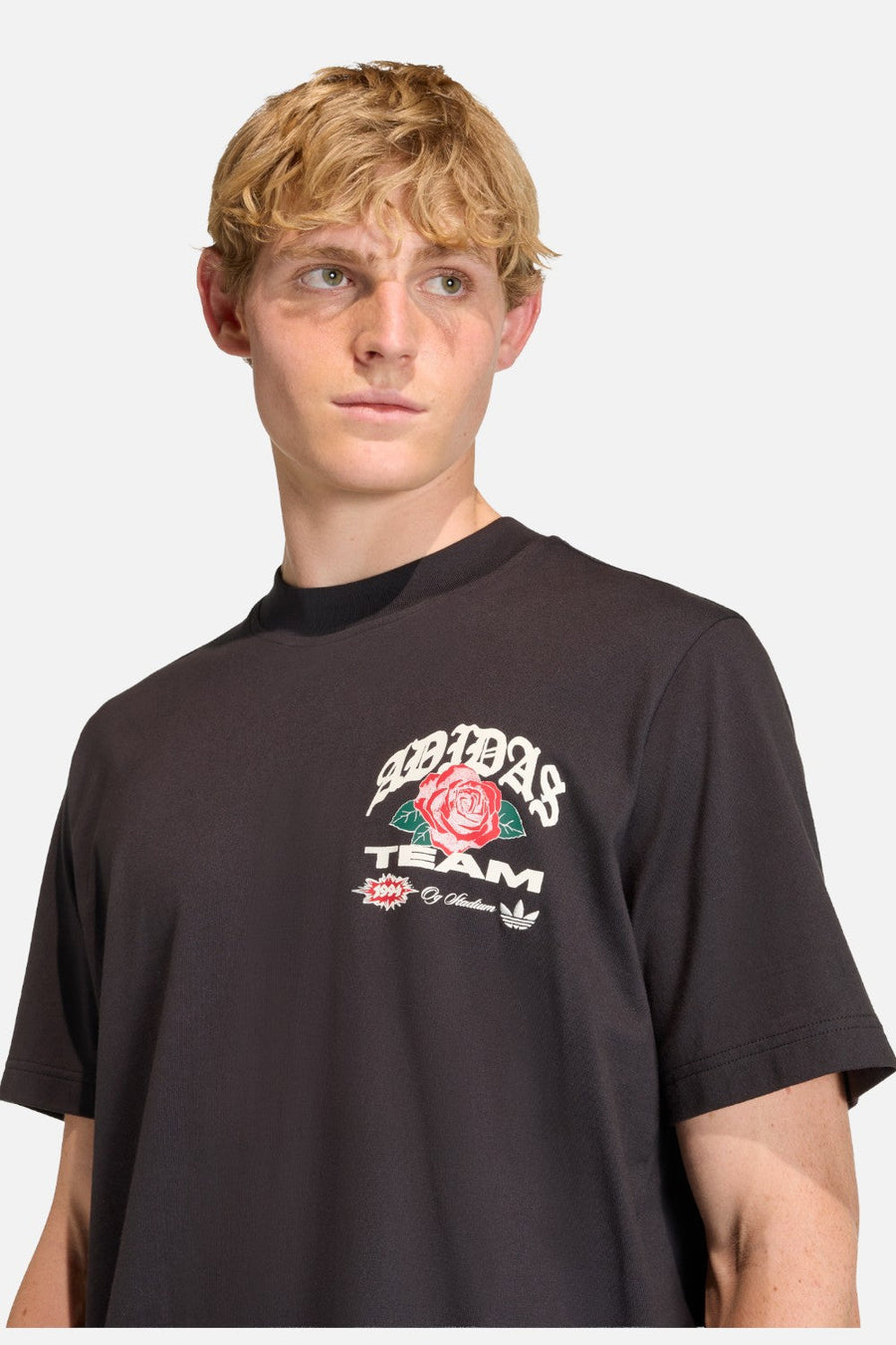 Adidas FIFA World Cup 26 Roses Graphic Tee in Black – flat lay