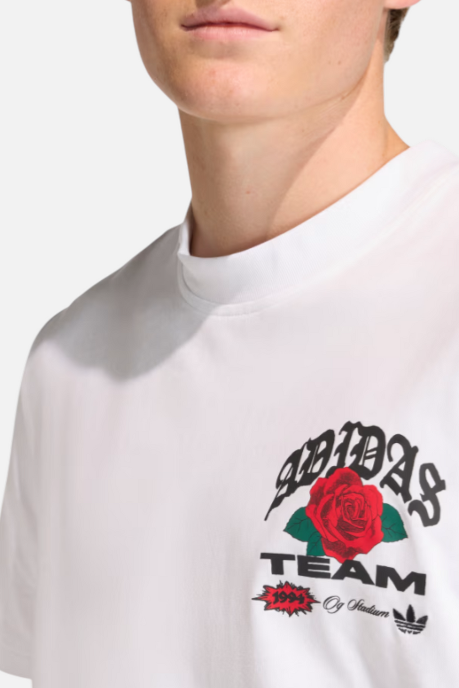 Adidas FIFA World Cup 26 Roses Graphic Tee in White – flat lay
