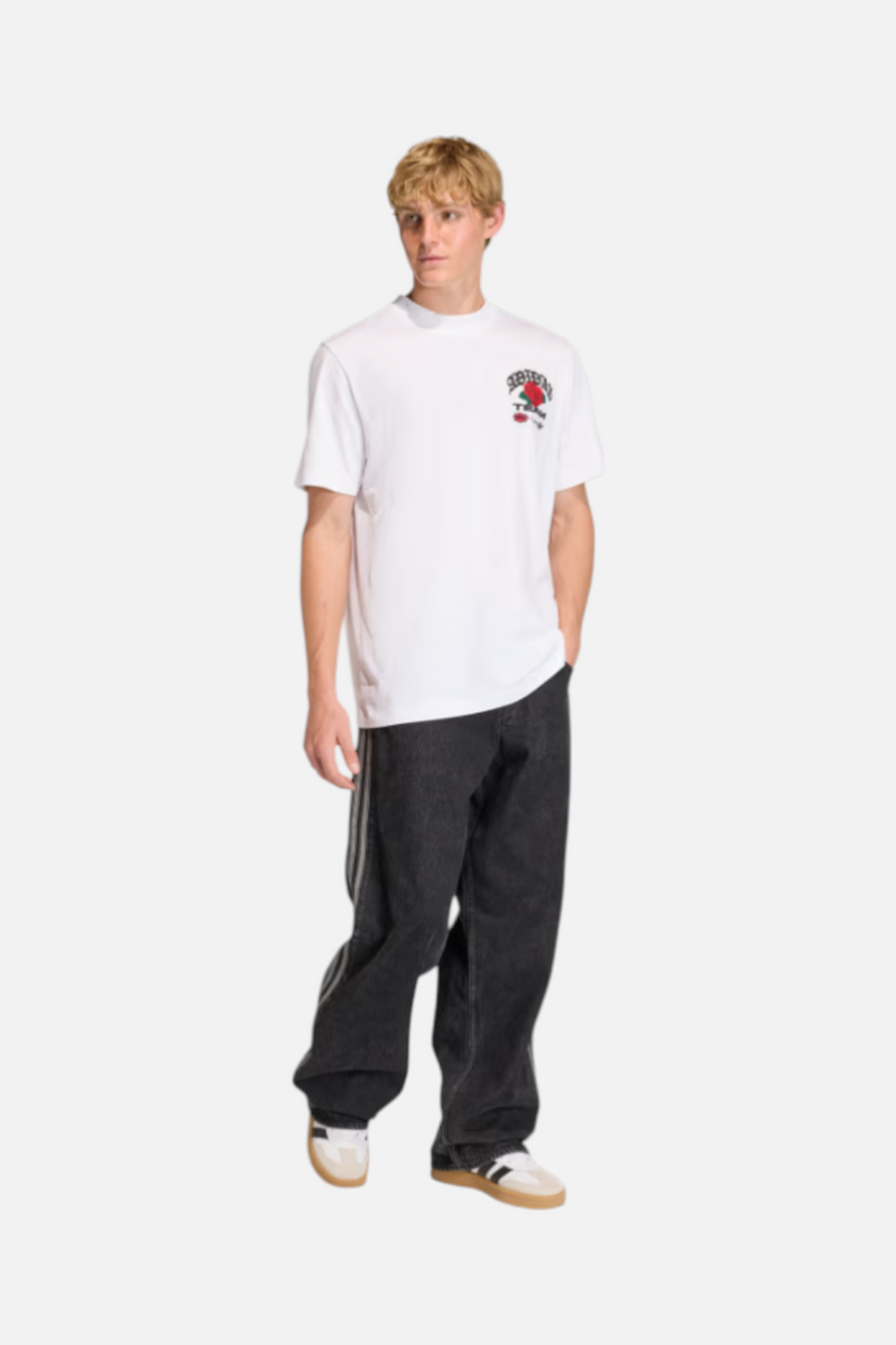 Adidas FIFA World Cup 26 Roses Graphic Tee in White – side view
