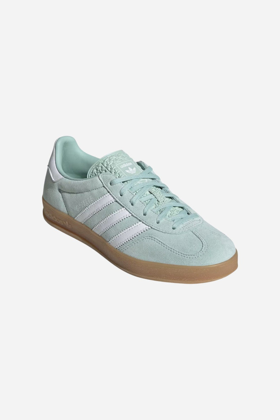 Adidas Gazelle Indoor Shoes in Ash Green / Cloud White / Gum – detail