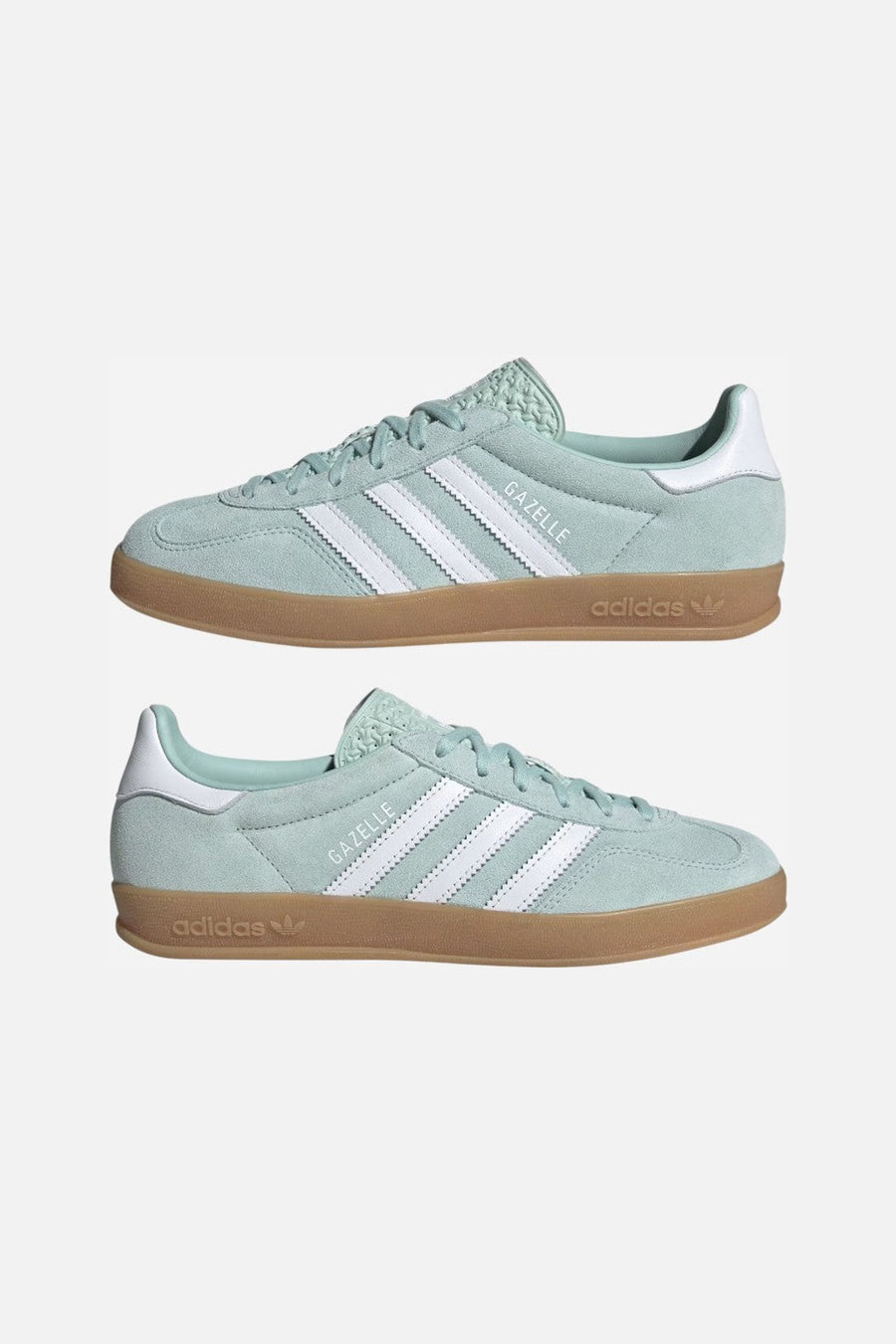 Adidas Gazelle Indoor Shoes in Ash Green / Cloud White / Gum – pair