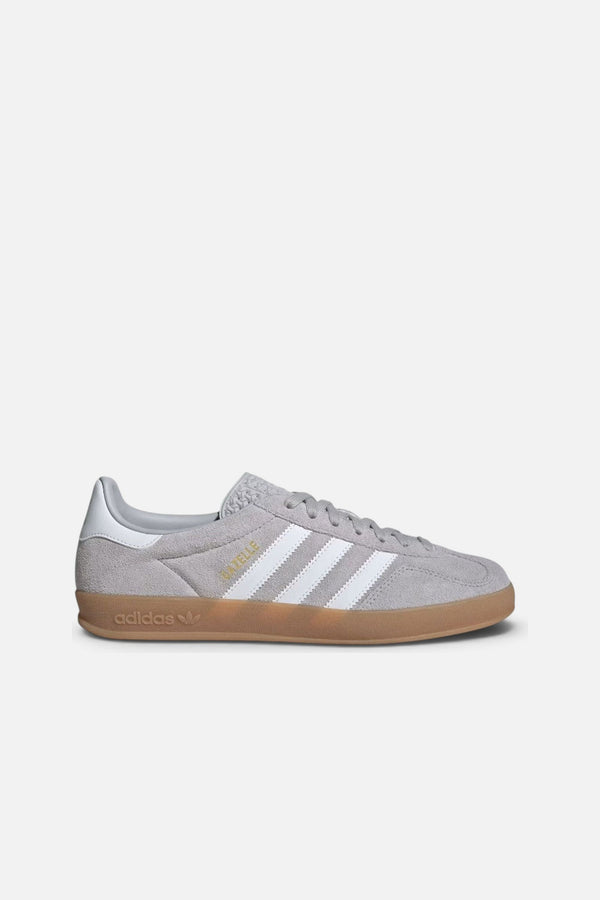 Adidas Gazelle Indoor Shoes in Grey Two / Cloud White / Gold Metallic