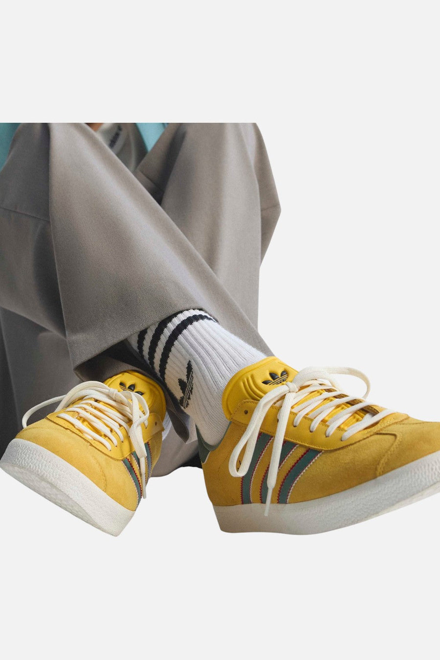 Adidas Gazelle Jamaica x Bob Marley Sneakers in Bold Gold & Pure Ruby – back view