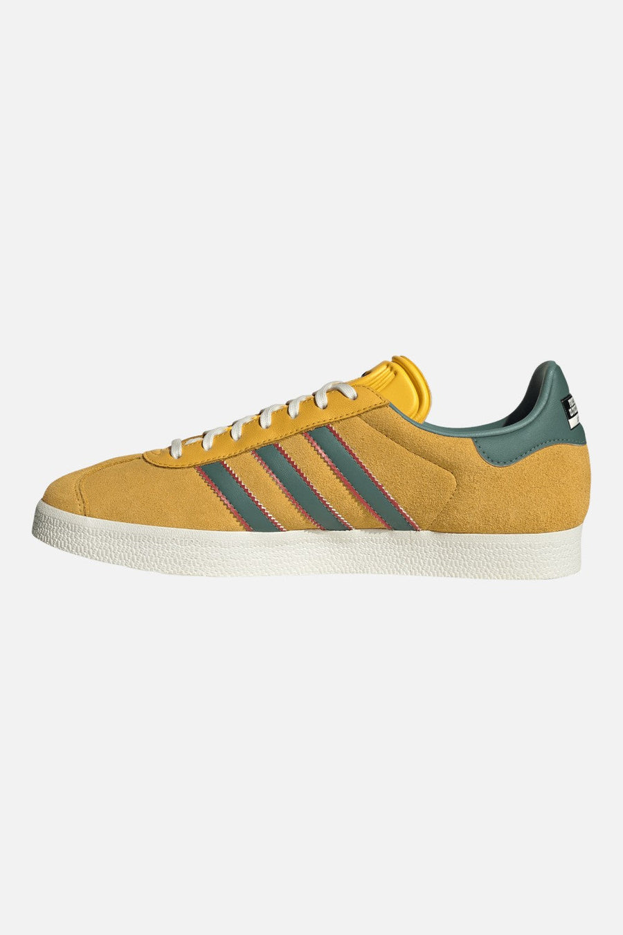 Adidas Gazelle Jamaica x Bob Marley Sneakers in Bold Gold & Pure Ruby – side view