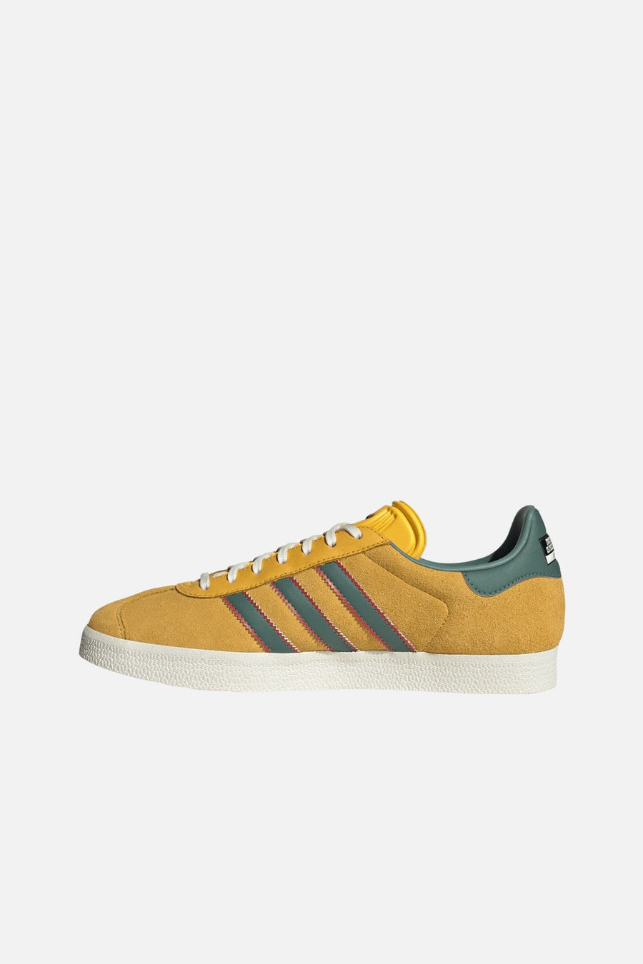 Adidas Gazelle Jamaica x Bob Marley Sneakers in Bold Gold & Pure Ruby – side view