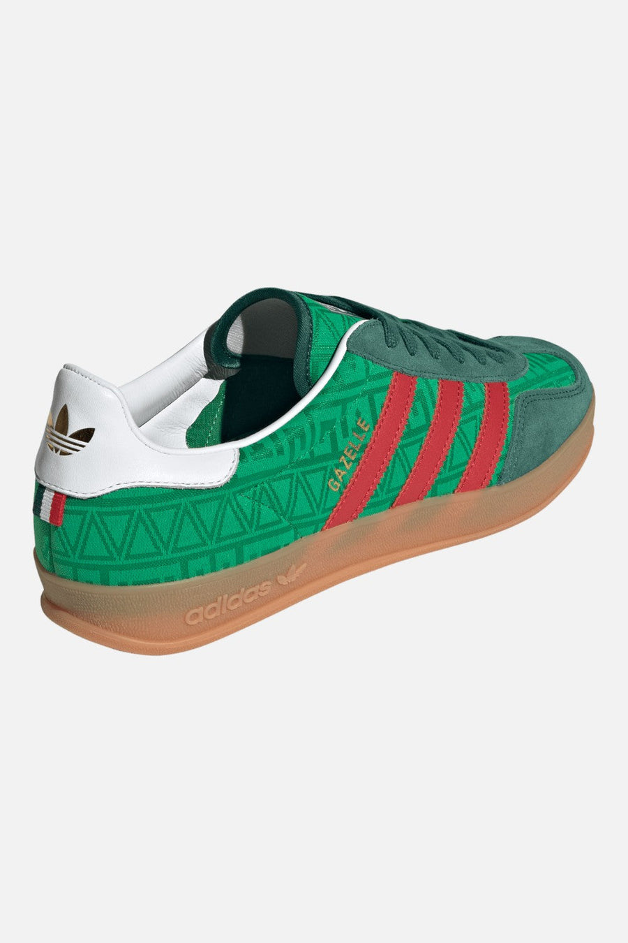 Adidas Gazelle Mexico Indoor Sneakers in Green & Scarlet – detail
