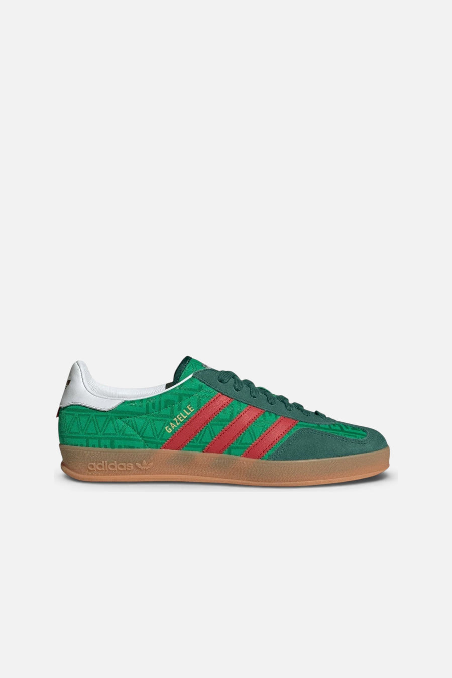 Adidas Gazelle Mexico Indoor Sneakers in Green & Scarlet – side view