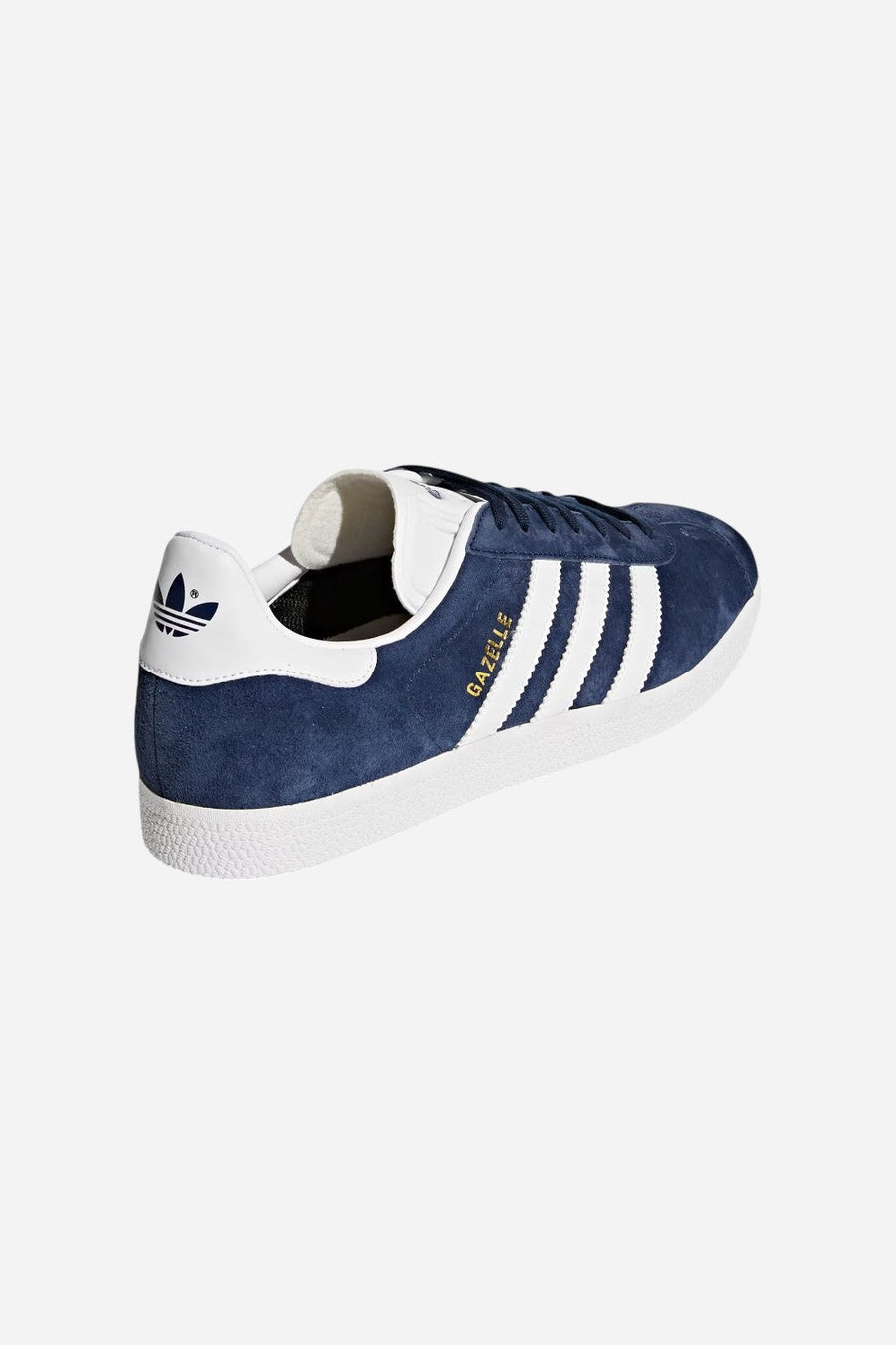 Adidas Gazelle Shoes in Collegiate Navy & White – flat lay