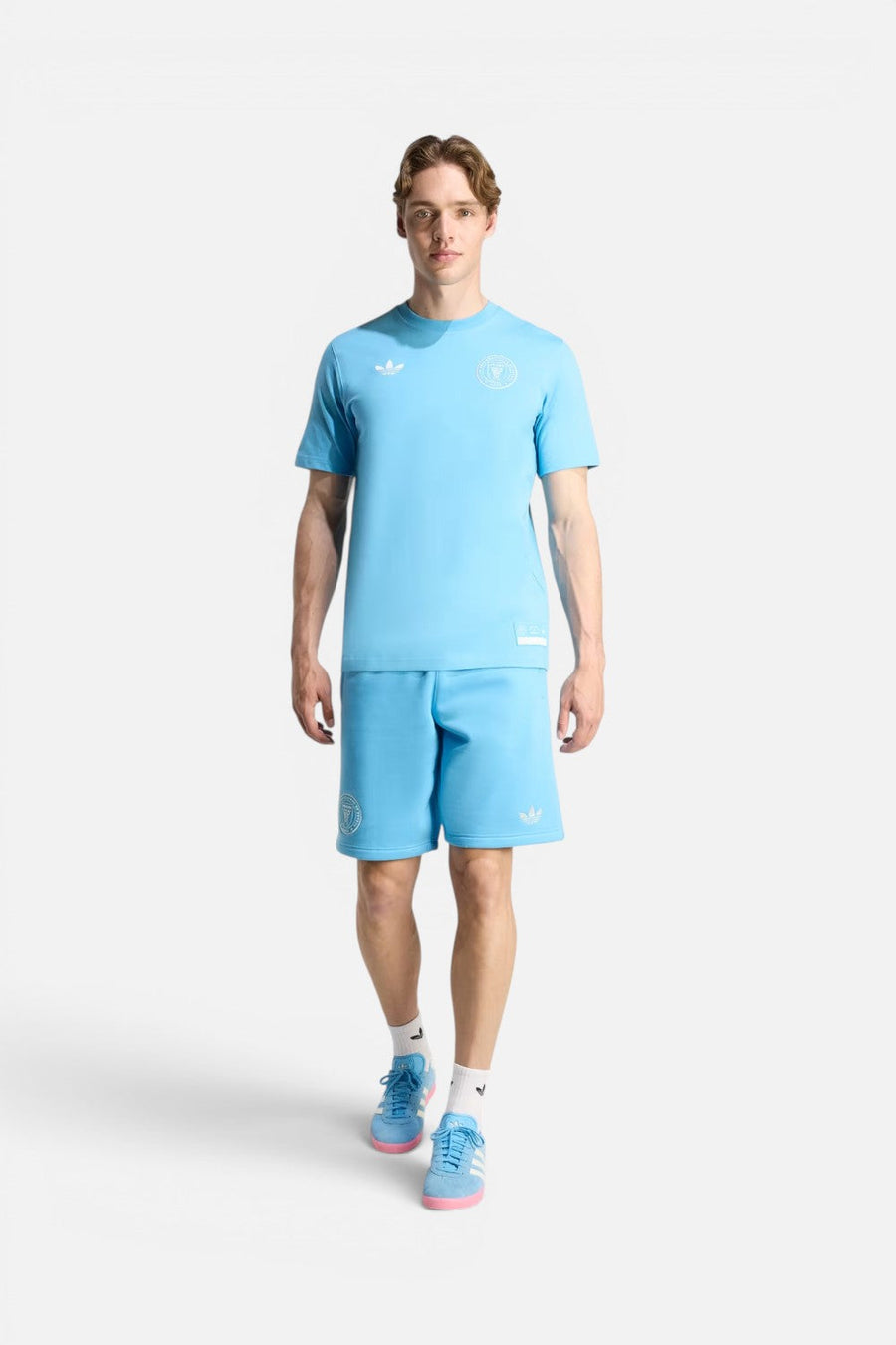Adidas Inter Miami CF Originals Travel Tee in Semi Blue Burst – flat lay