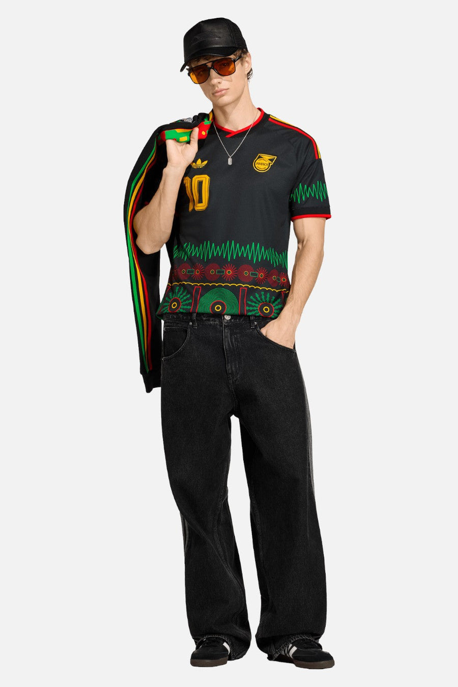 Adidas Jamaica 26 x Bob Marley Away Jersey in Black & Gold – back view
