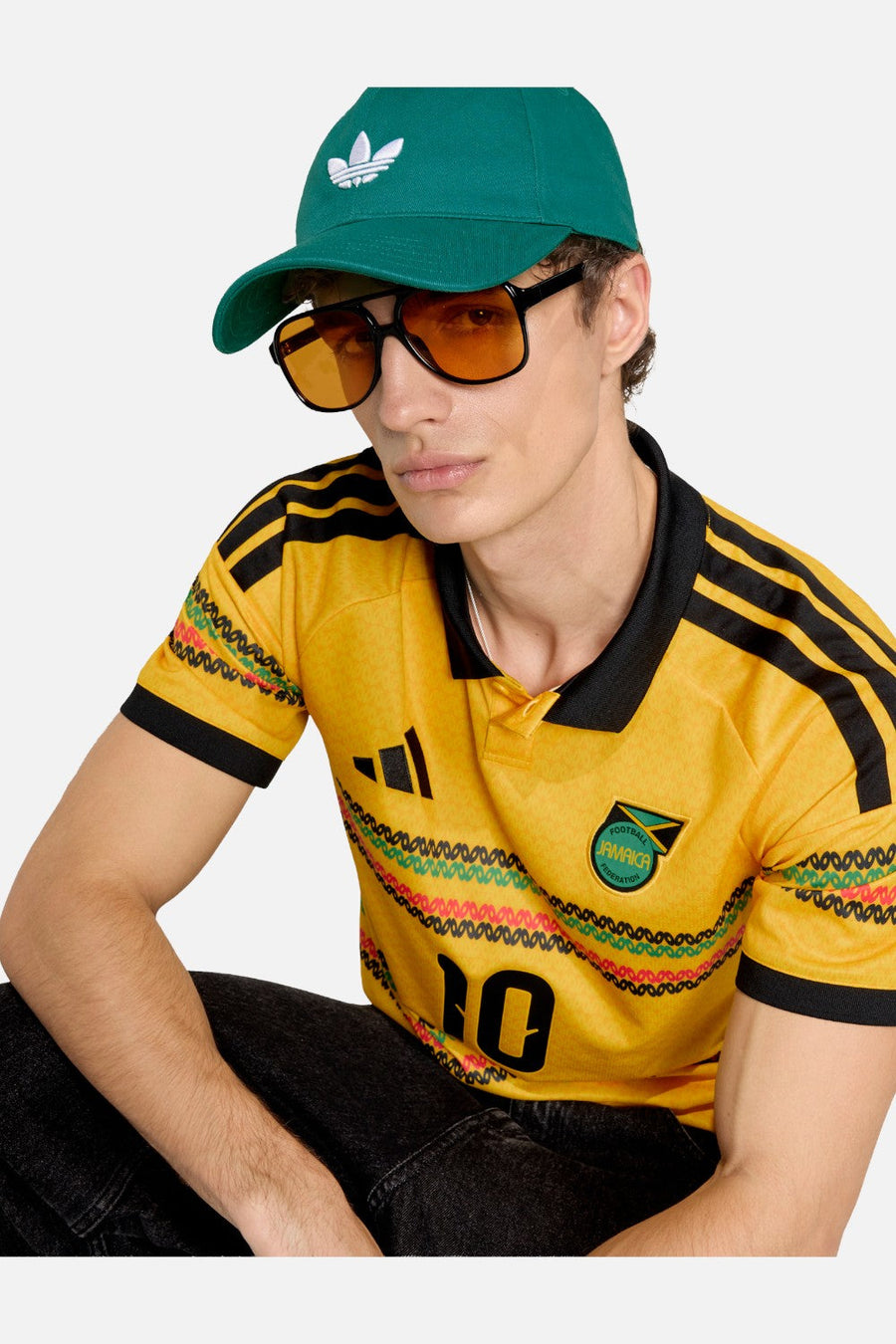 Adidas Jamaica 26 x Bob Marley Home Jersey in Bold Gold – detail