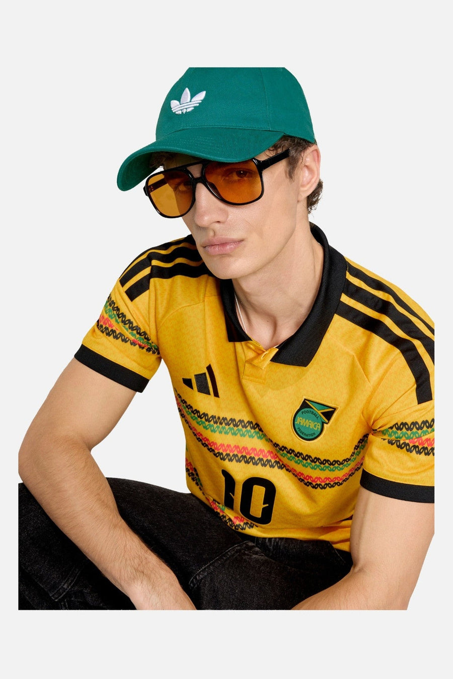 Adidas Jamaica 26 x Bob Marley Home Jersey in Bold Gold – side view