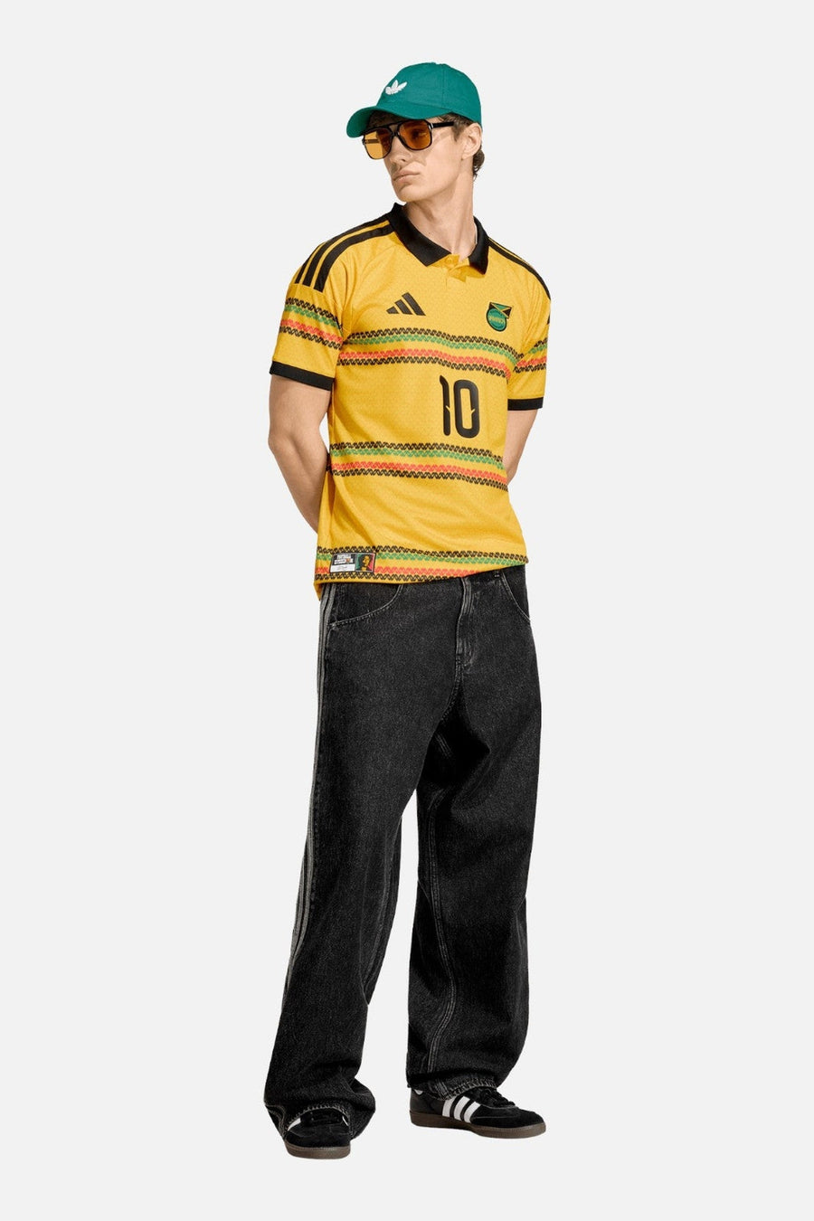 Adidas Jamaica 26 x Bob Marley Home Jersey in Bold Gold – side view