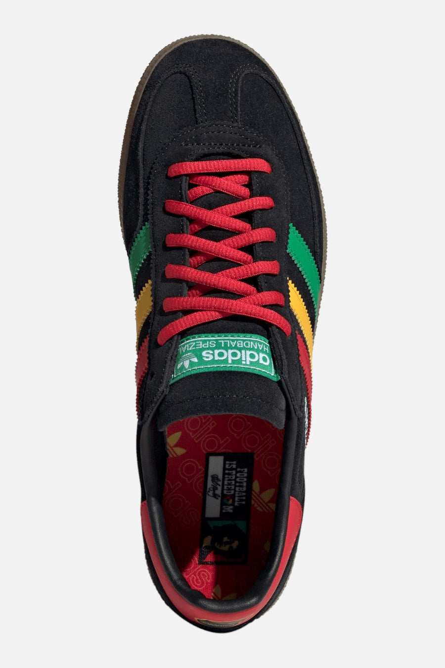 Adidas Jamaica Handball Spezial Sneakers in Black, Ruby & Gold – detail