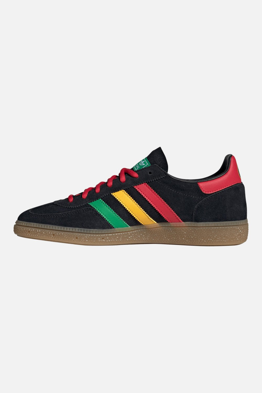 Adidas Jamaica Handball Spezial Sneakers in Black, Ruby & Gold – side view