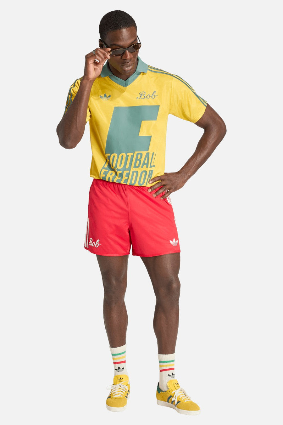 Adidas Jamaica x Bob Marley Originals Jersey in Bold Gold – back view