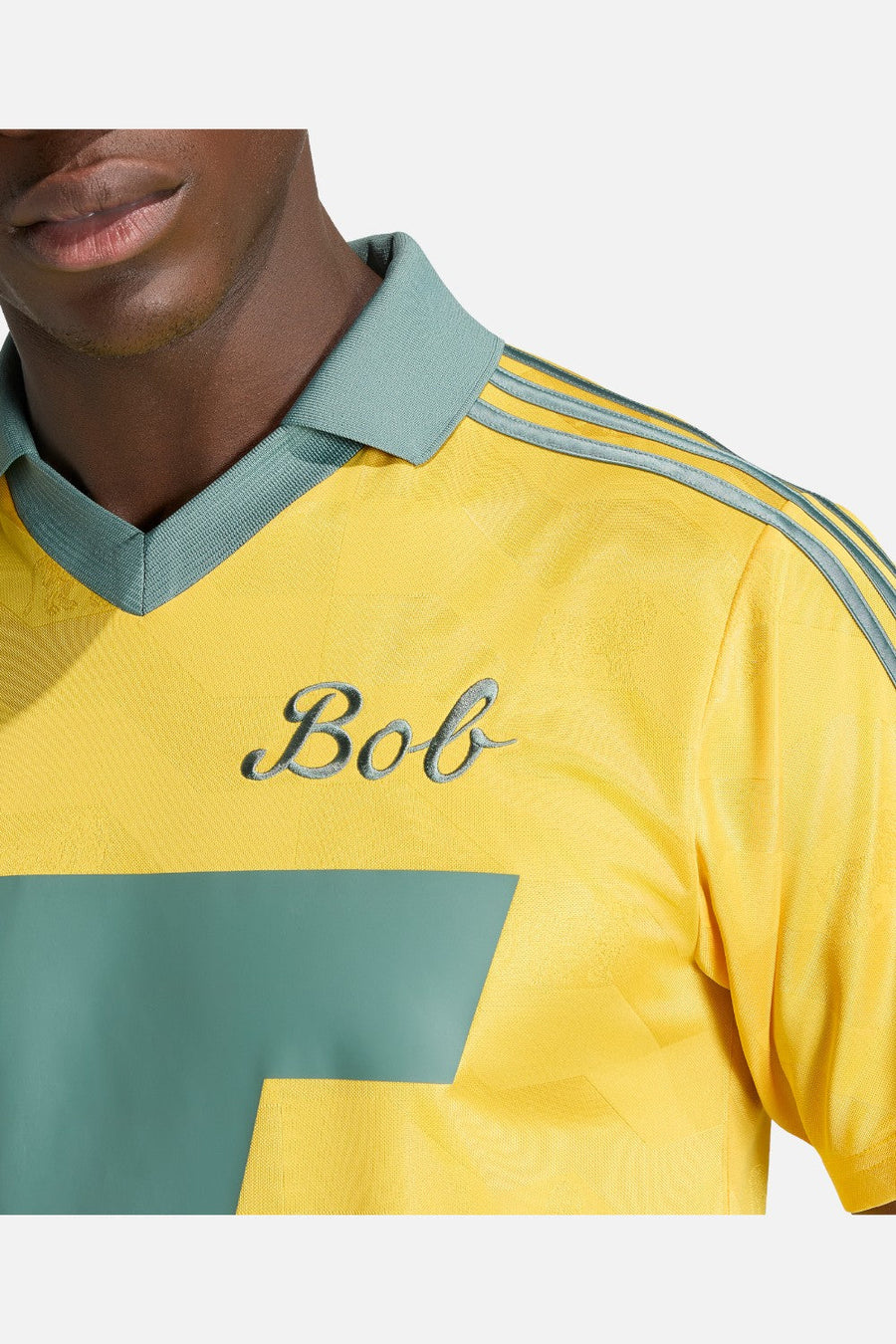 Adidas Jamaica x Bob Marley Originals Jersey in Bold Gold – detail