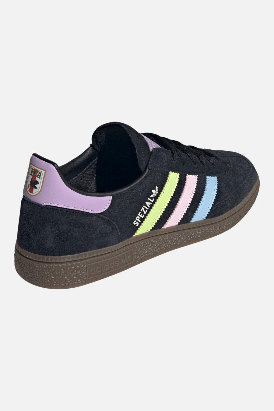 Adidas Japan Handball Spezial Japan Sneakers in Black, Glow Blue & Off White – flat lay