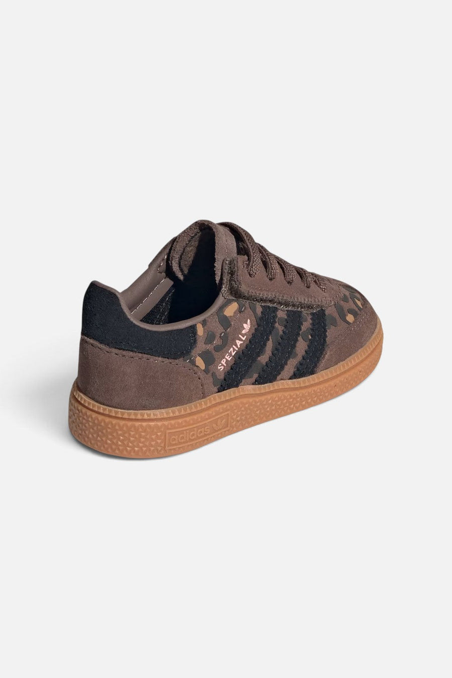 Adidas Kids Handball Spezial Comfort Closure Elastic Lace Shoes in Earth Strata, Core Black, and Glow Pink – alternate