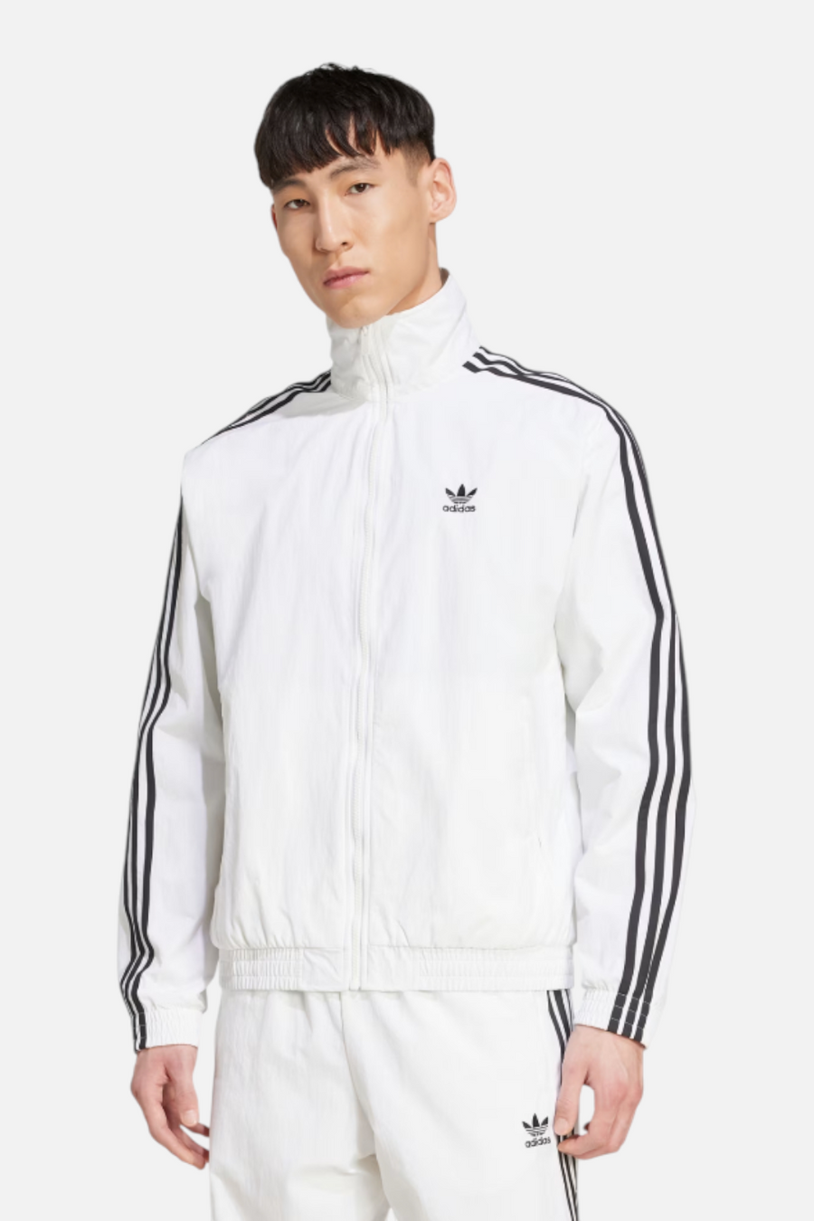 Adidas Men's Adicolor Firebird Track Top in White & Black – front view