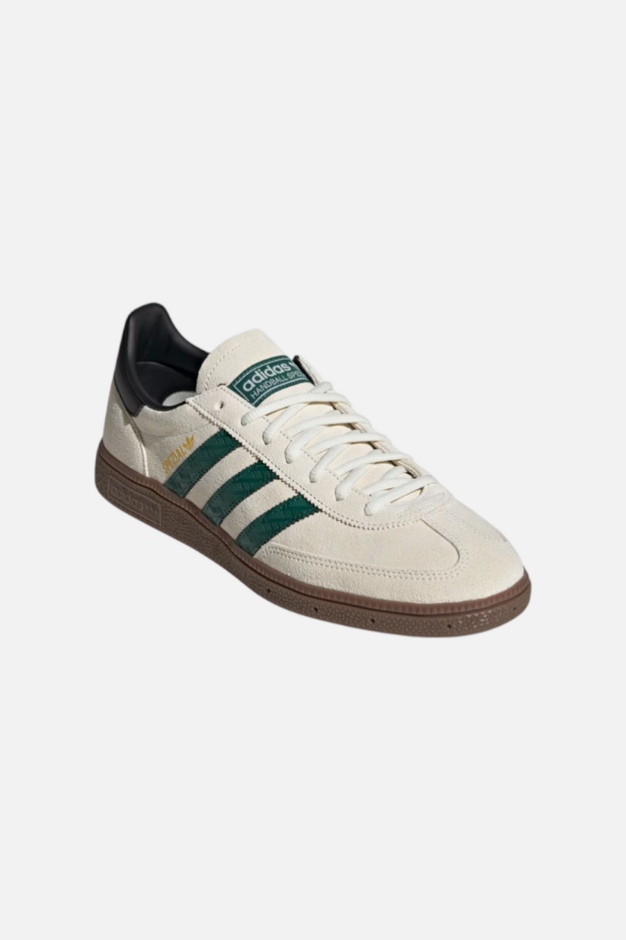 Adidas Men's Handball Spezial in Off White and Collegiate Green – back view