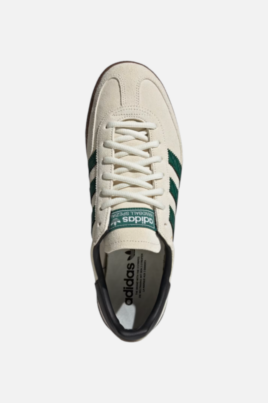 Adidas Men's Handball Spezial in Off White and Collegiate Green – detail