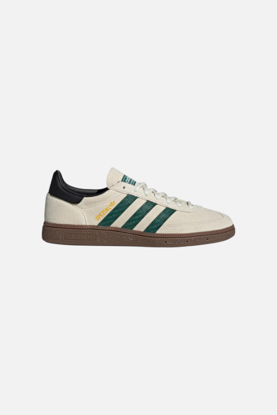 Adidas Men's Handball Spezial in Off White and Collegiate Green – front view