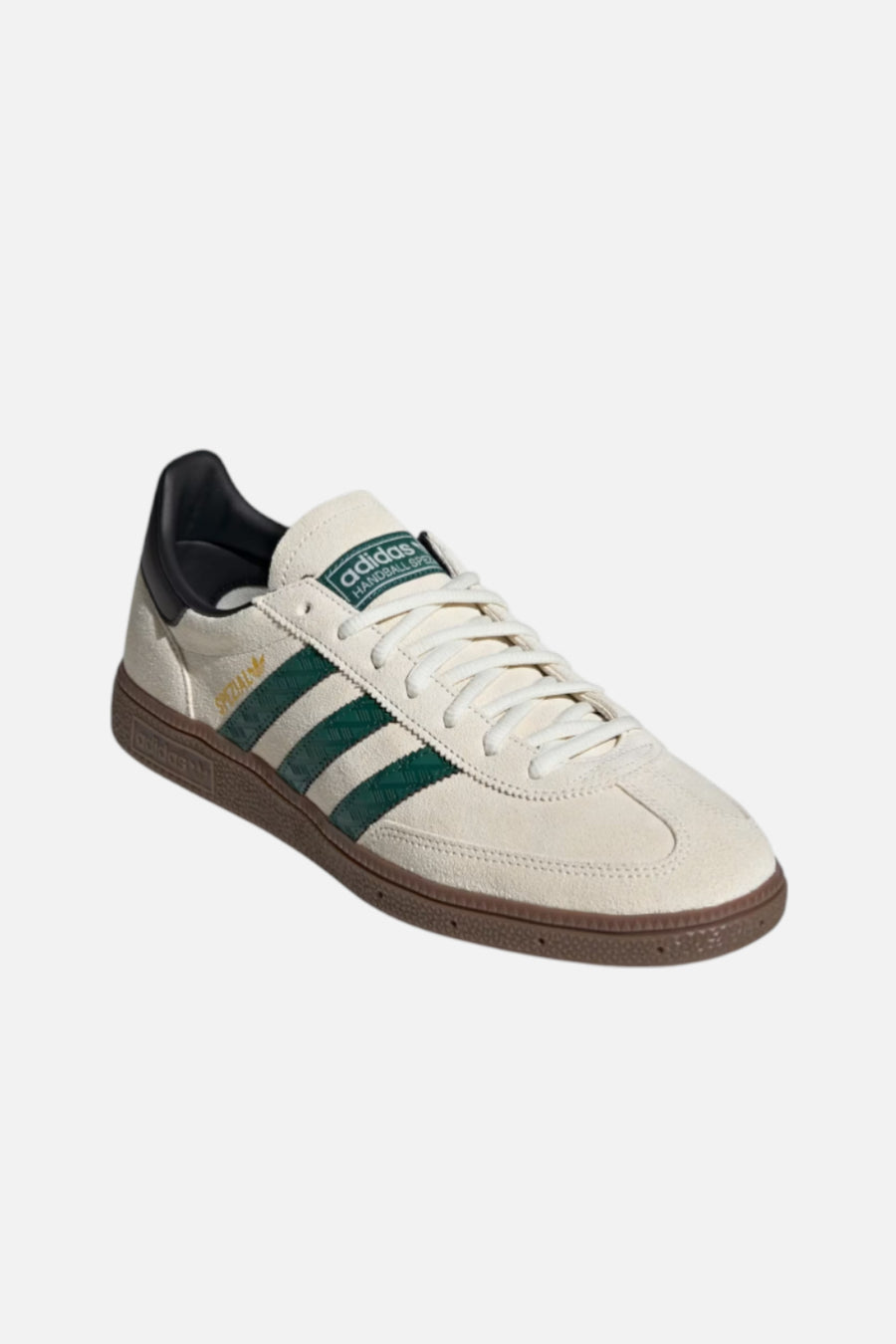 Adidas Men's Handball Spezial in Off White and Collegiate Green – side view