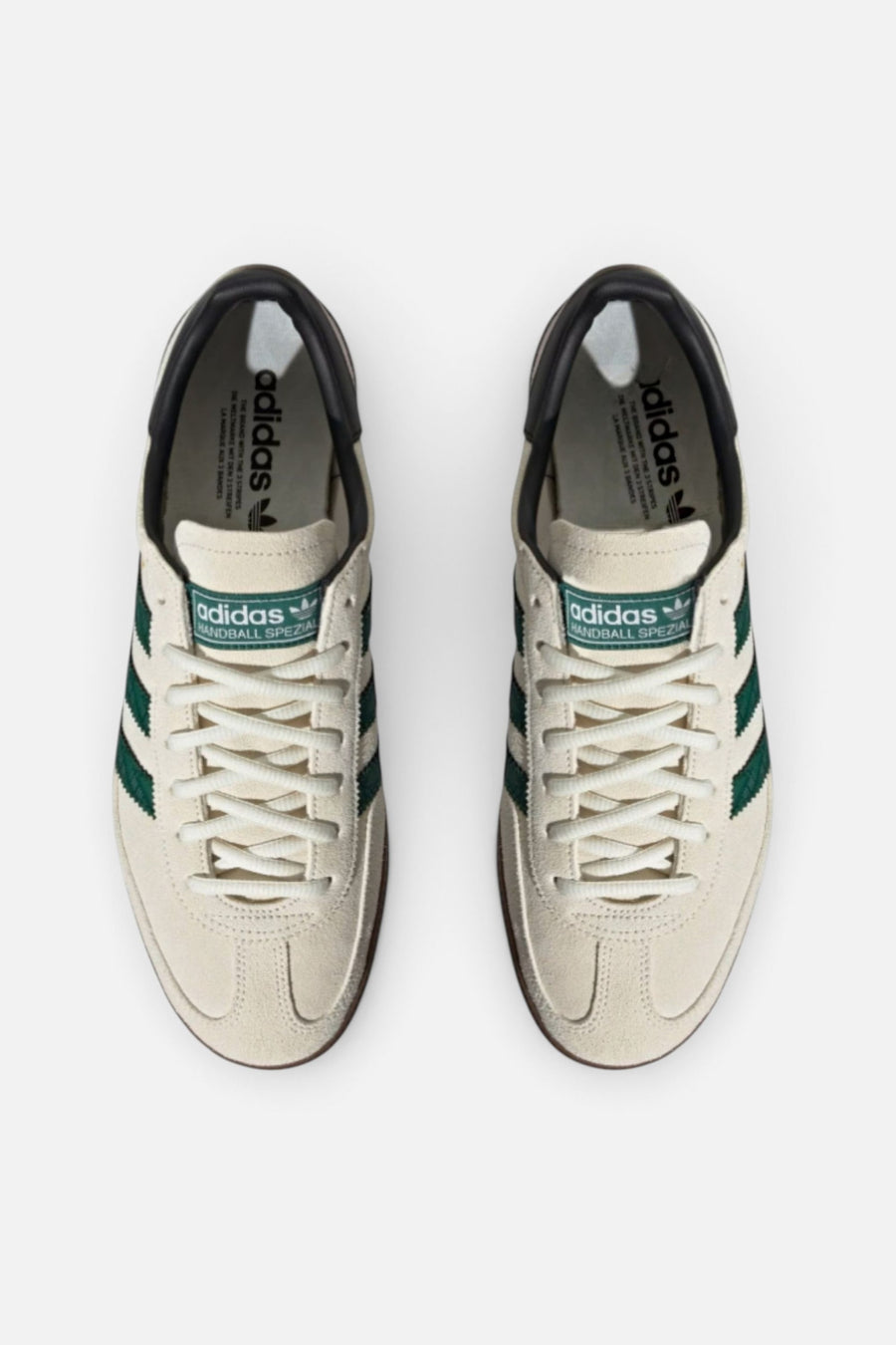 Adidas Men's Handball Spezial in Off White and Collegiate Green – side view