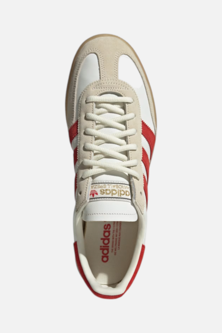 Adidas Men's Handball Spezial Sneaker in White & Better Scarlet – back view