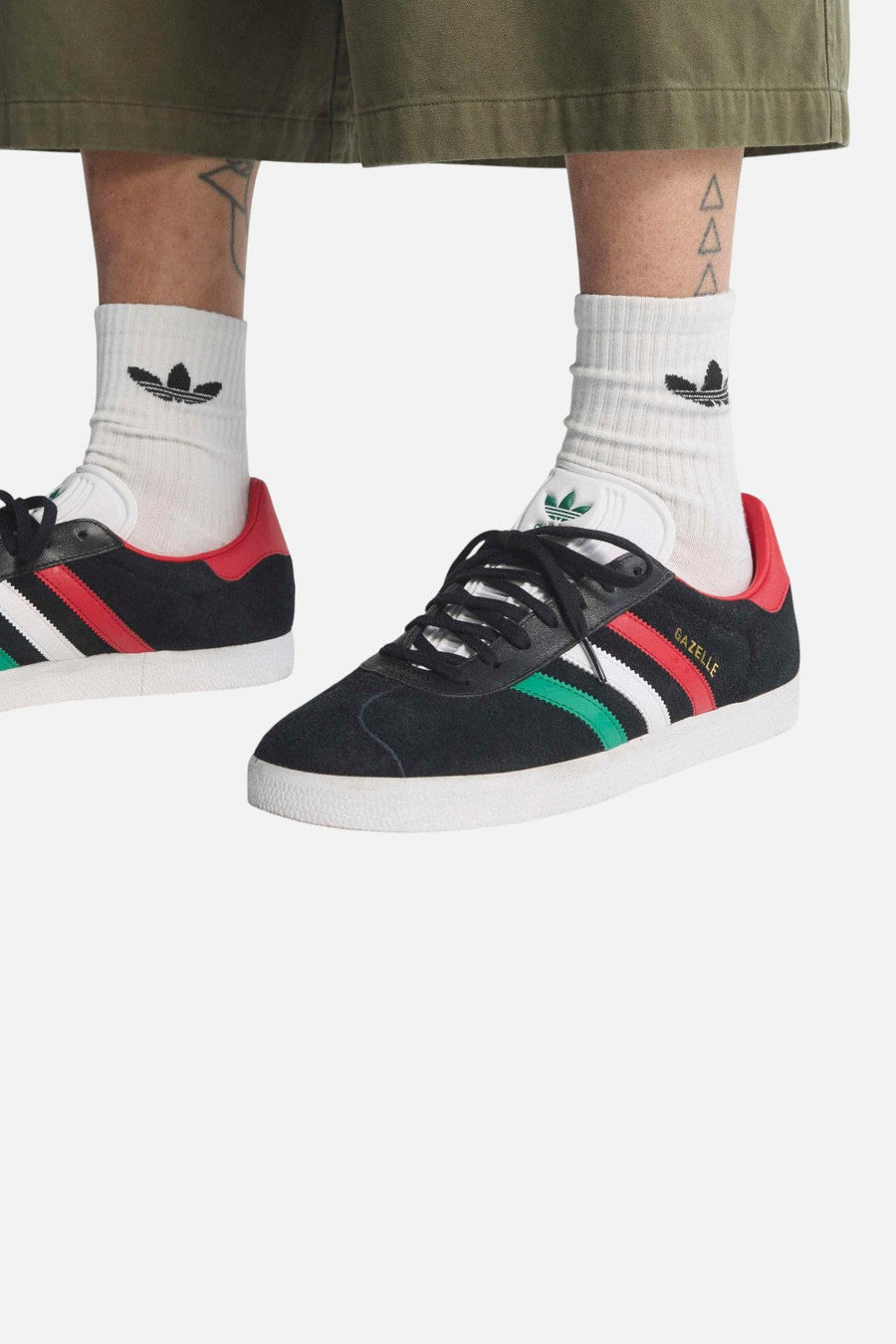 Adidas Mexico Gazelle Sneakers in Core Black, Cloud White & Better Scarlet – back view