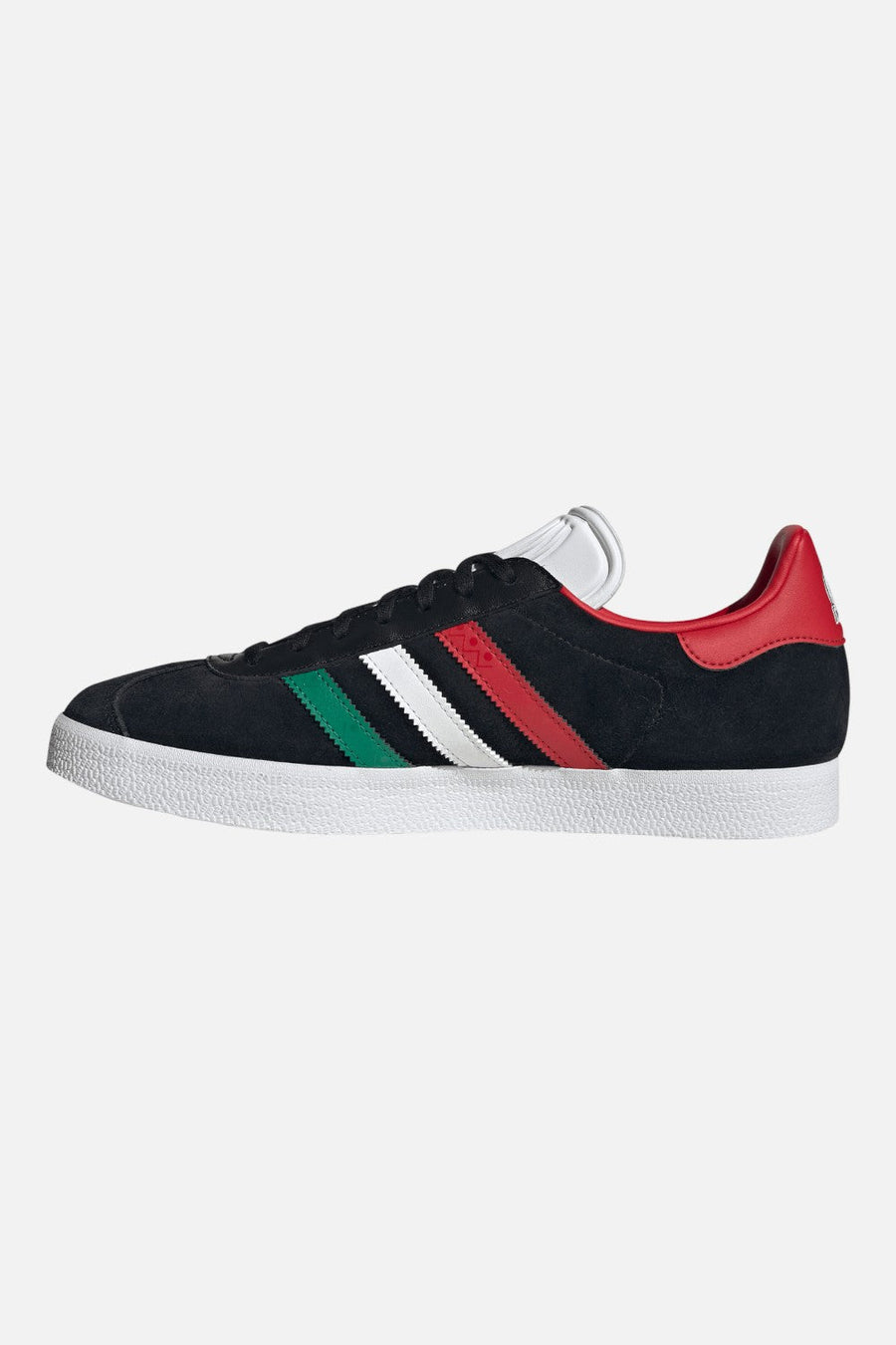 Adidas Mexico Gazelle Sneakers in Core Black, Cloud White & Better Scarlet – side view