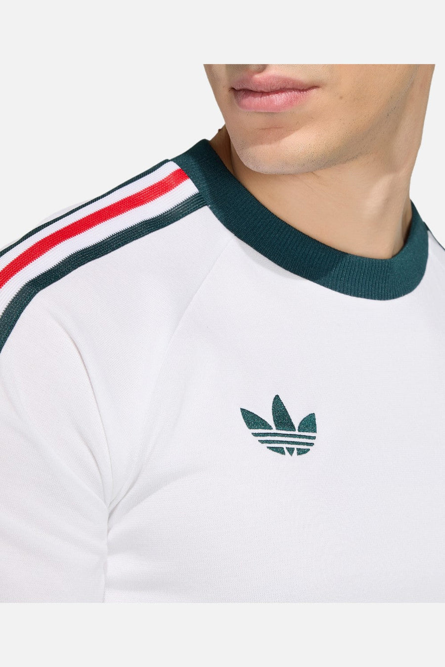 3-Stripes sleeve tape and trefoil detail on Adidas Mexico Originals T-Shirt