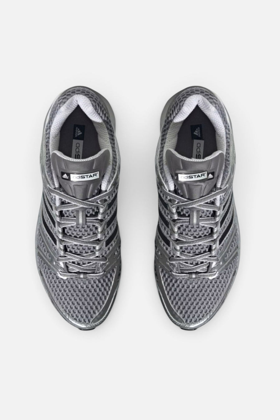 Adidas Mne's Adistar Control 5 Shoes in Grey Three/Core Black/Silver Metallic – top view