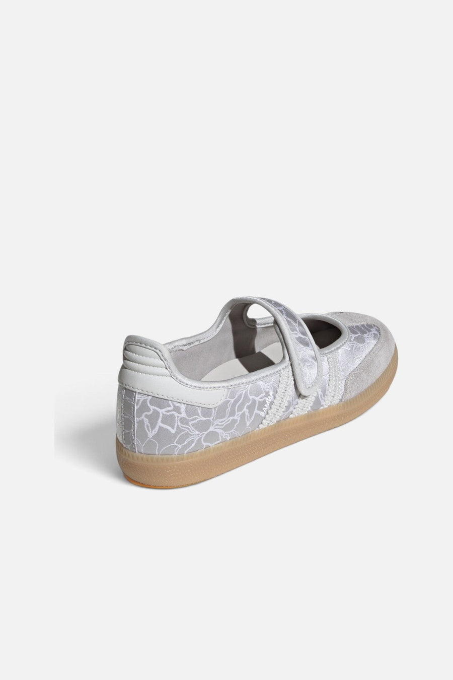 Adidas Samba Jane Sneaker in Silver Metallic, Grey One, and Gum – side view