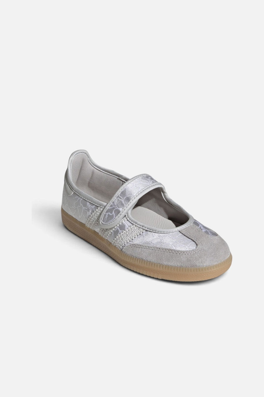 Adidas Samba Jane Sneaker in Silver Metallic, Grey One, and Gum – side view