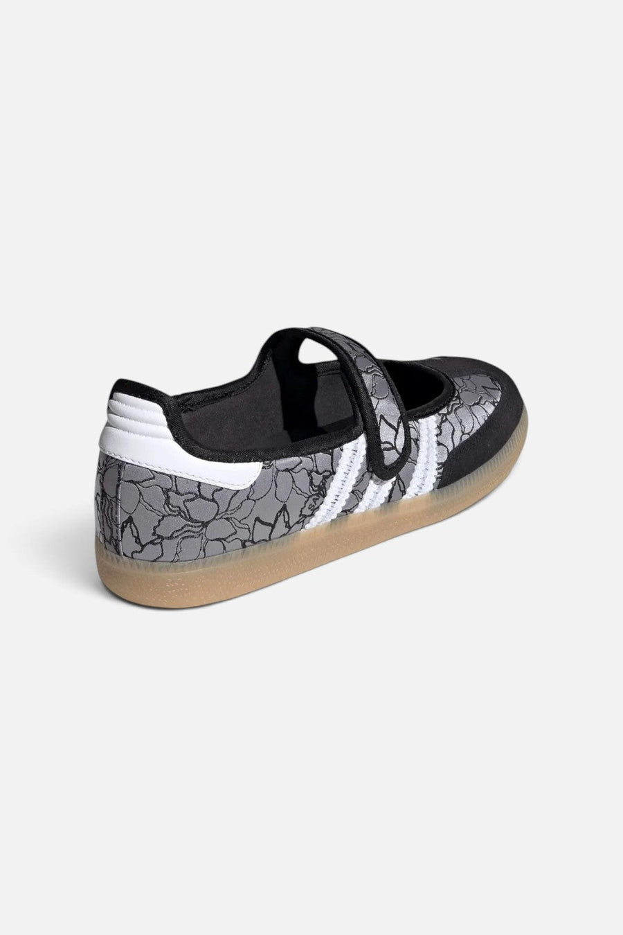 Adidas Samba Jane Sneaker with Core Black, Cloud White, and Gum – flat lay