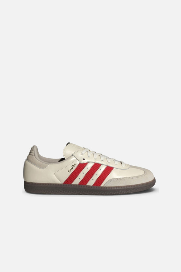Adidas Samba OG in Off White and Better Scarlet