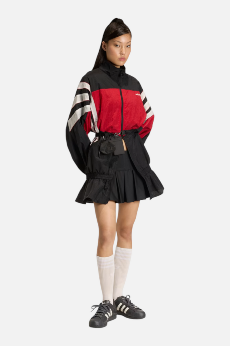 Adidas Santiago Woven Track Top in Black – front view