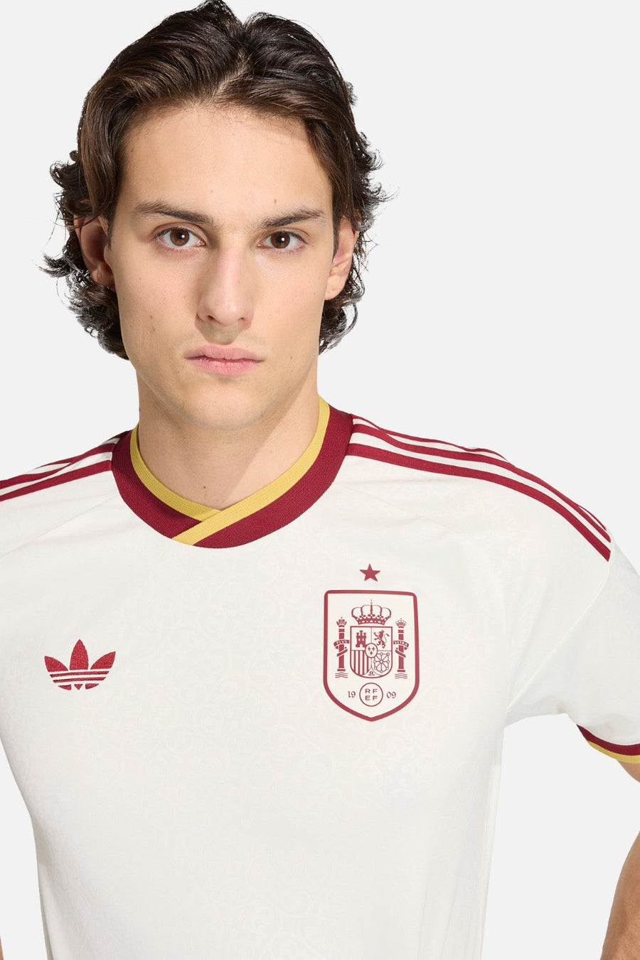 Spain RFEF crest detail on Adidas 2026 Away Jersey