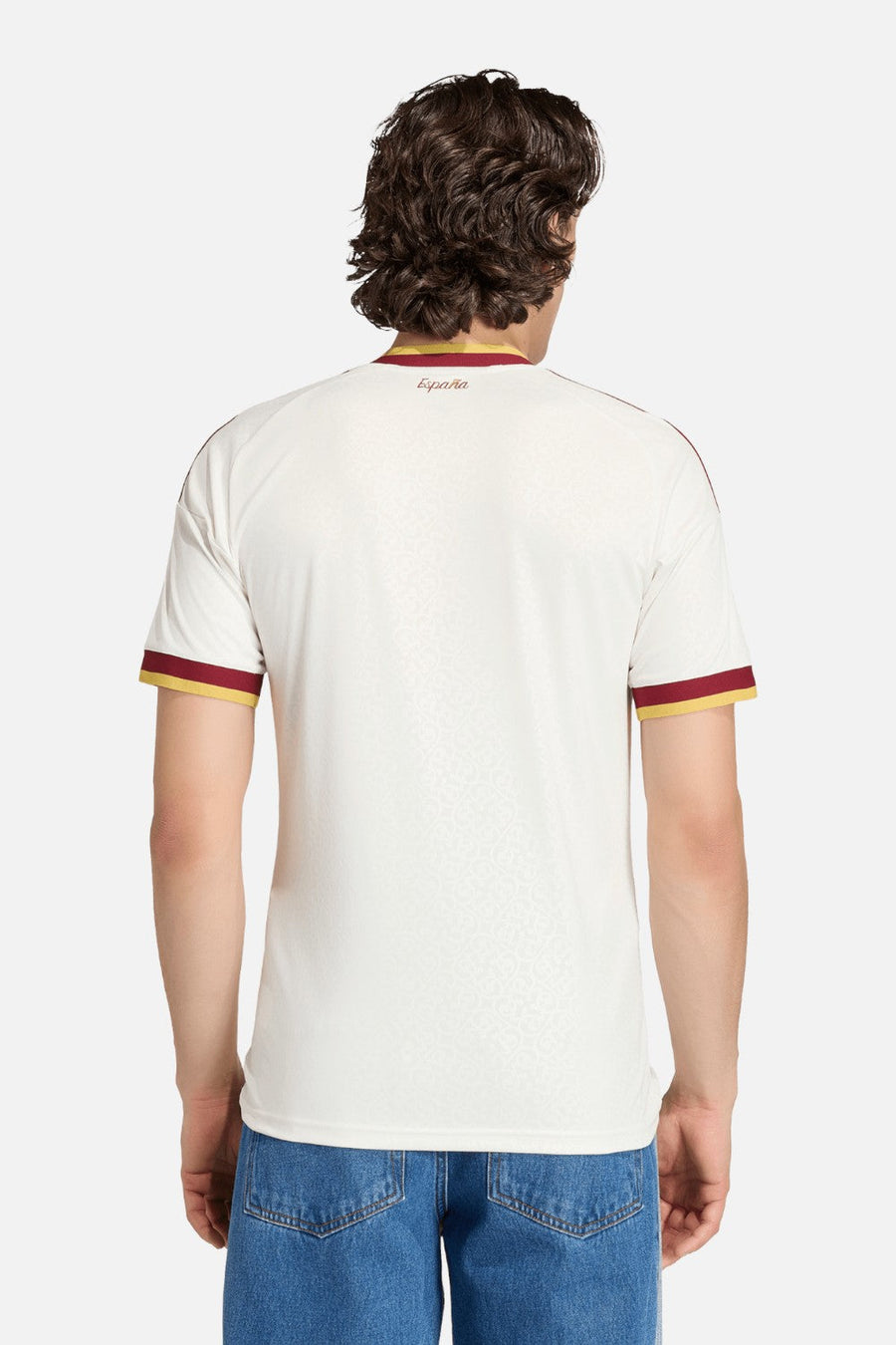 Adidas Spain 26 Away Jersey in Off White worn by model — back