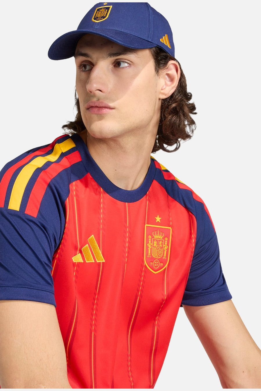 Adidas Spain 26 Home Jersey in Vivid Red – detail