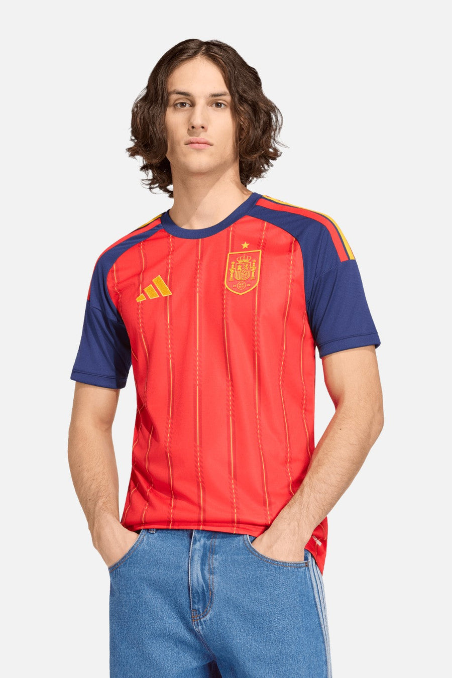 Adidas Spain 26 Home Jersey in Vivid Red – front view