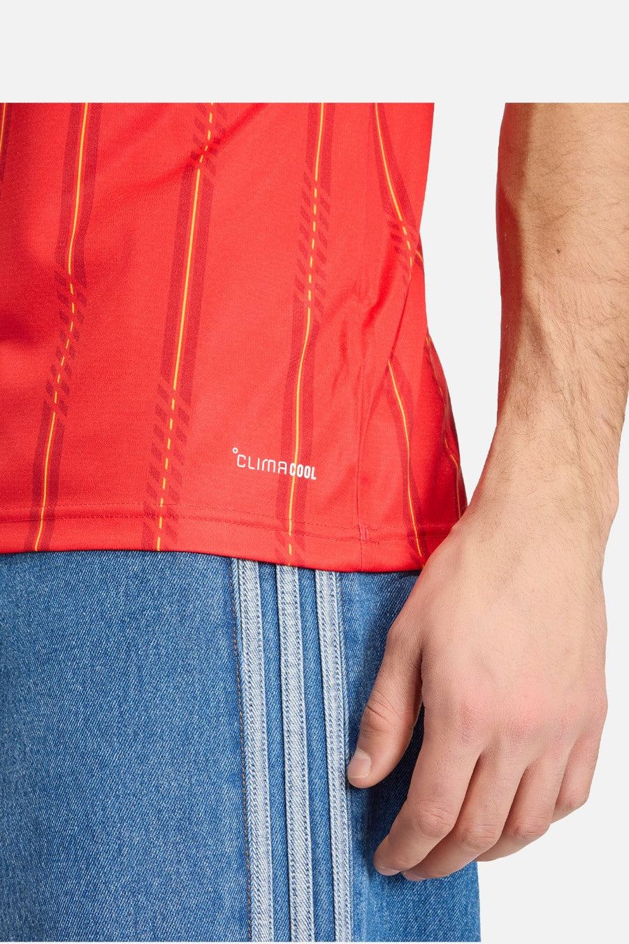 Adidas Spain 26 Home Jersey in Vivid Red – flat lay