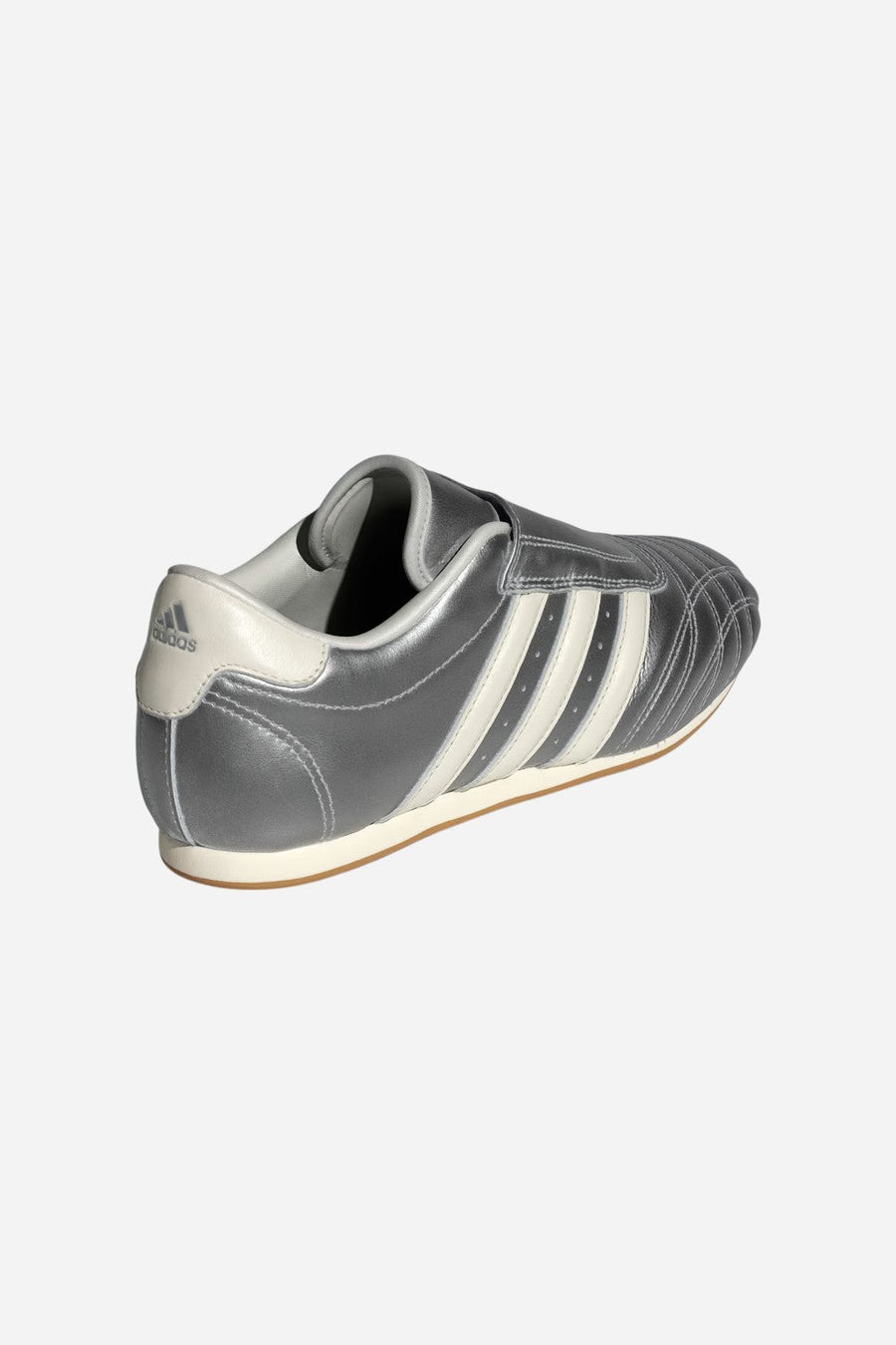 Adidas Taekwondo Shoes in Silver Metallic / Off White / Gum – flat lay