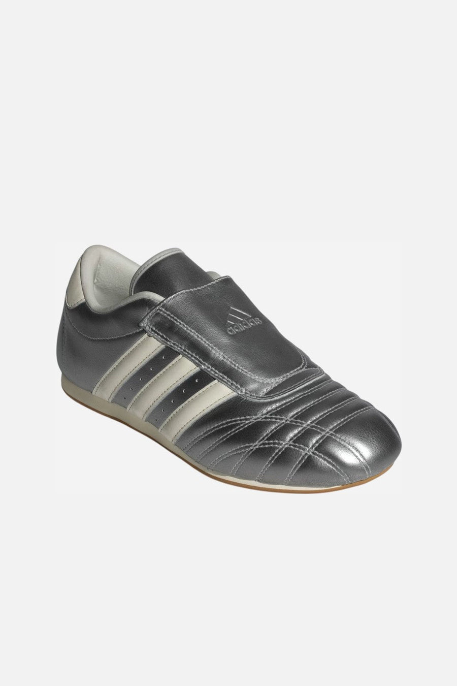Adidas Taekwondo Shoes in Silver Metallic / Off White / Gum – side view