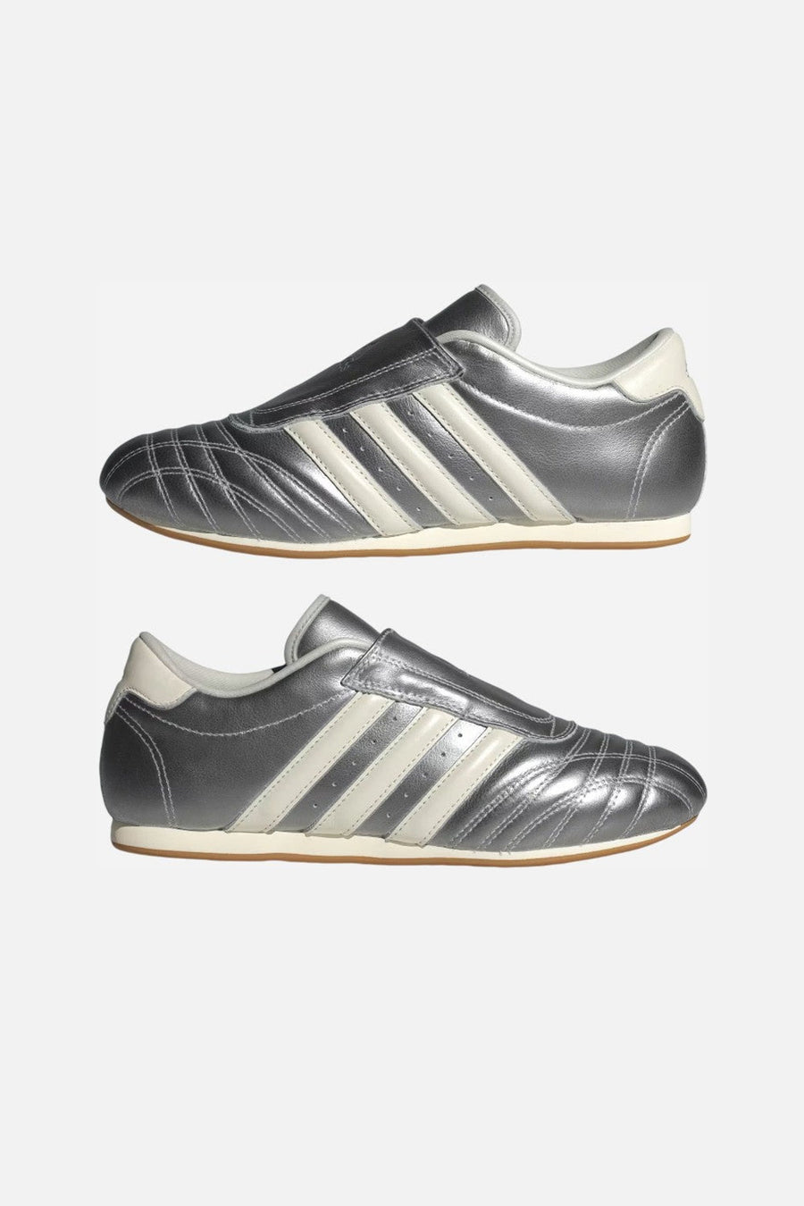 Adidas Taekwondo Shoes in Silver Metallic / Off White / Gum – side view